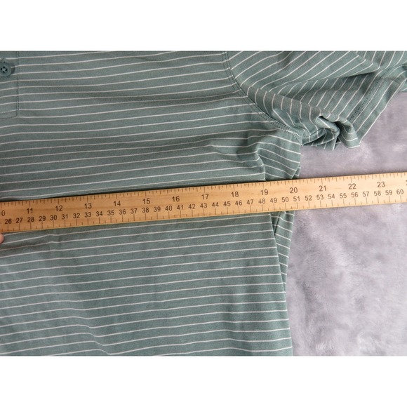 Lululemon Men's Striped Light Green Polo Shirt Athletic Casual - Large - Picture 5 of 7